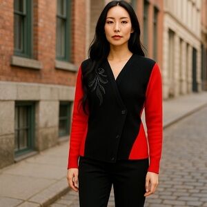 Eugenia By Angenie Designer Sweater Wool Blend Size S